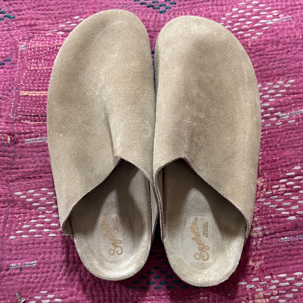 Seychelles Taupe Suede Slip-On Mules